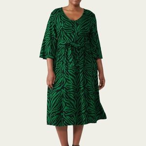Junarose | Dresses | Junarose Zebra Midi Dress Greenblack Size 6 | Poshmark
